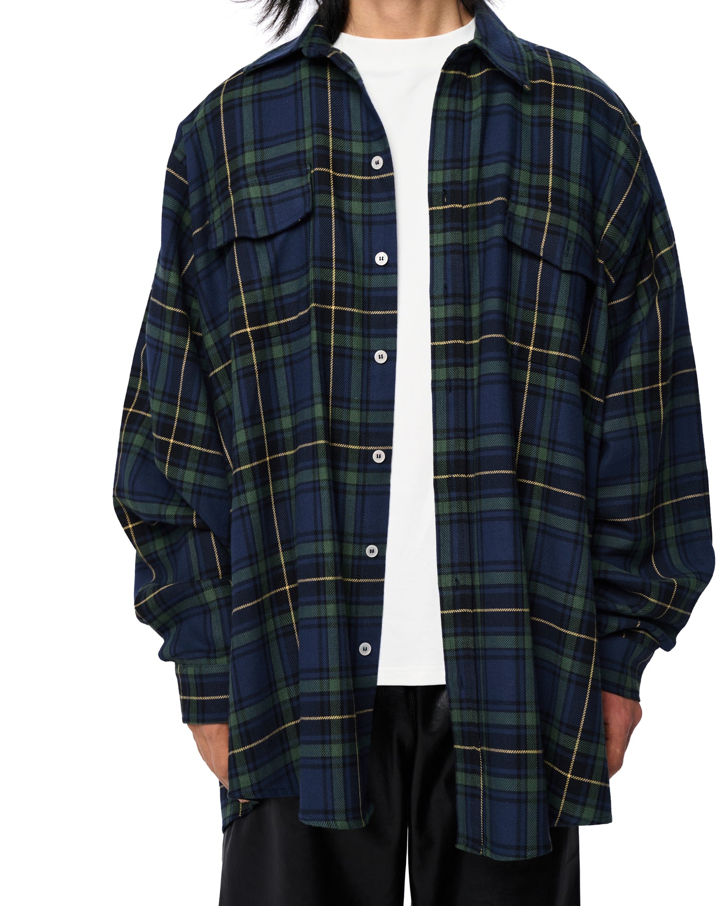 OVERSIZED POCKET SHIRT - BLUE PLAID