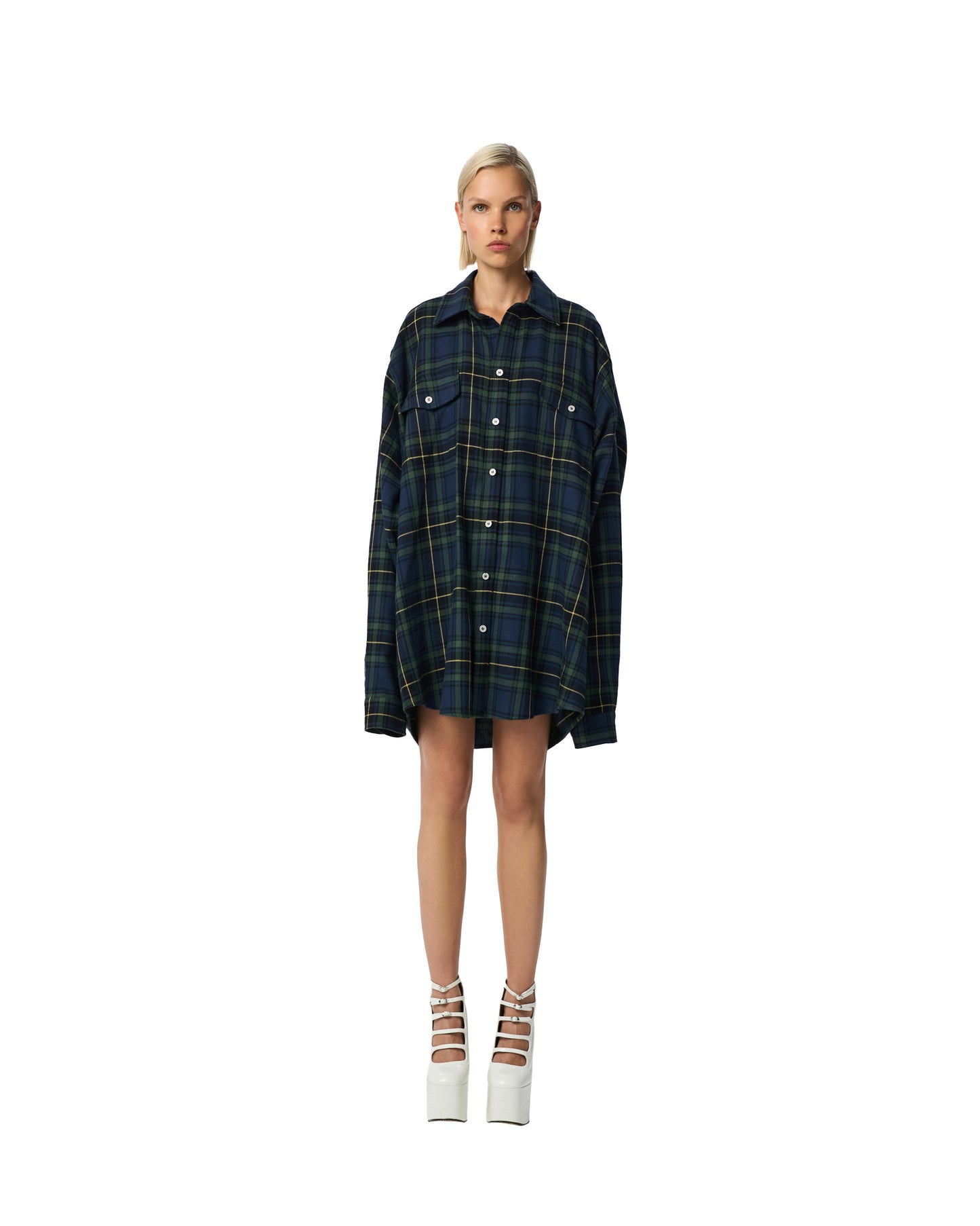 OVERSIZED POCKET SHIRT - BLUE PLAID