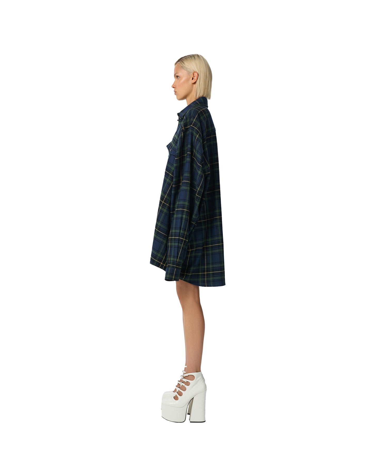 OVERSIZED POCKET SHIRT - BLUE PLAID