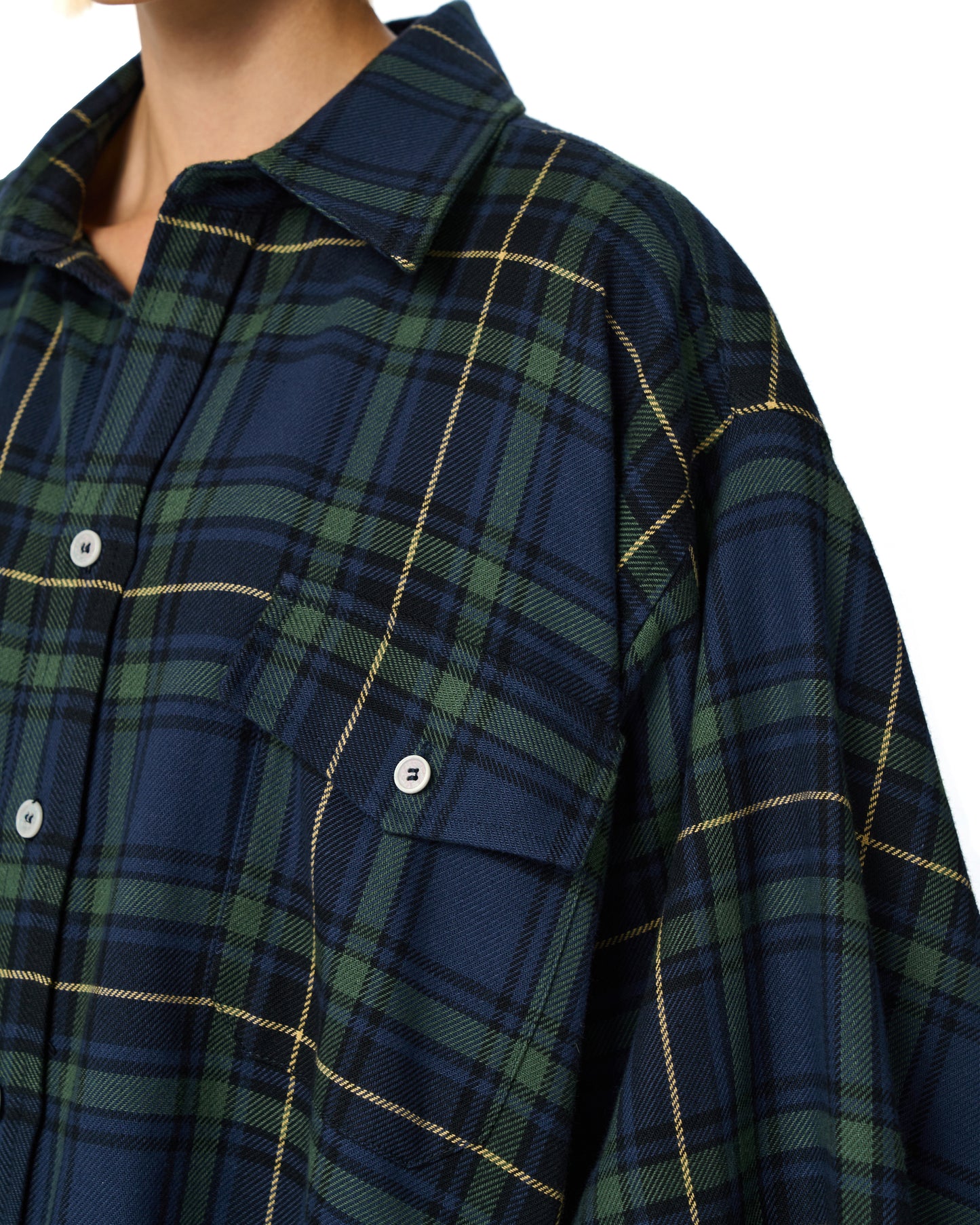 OVERSIZED POCKET SHIRT - BLUE PLAID